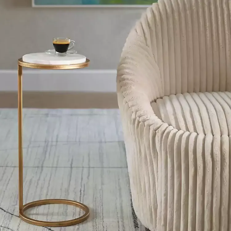 Kirklands Home Round Aged and Marble Accent Table Gold Hot
