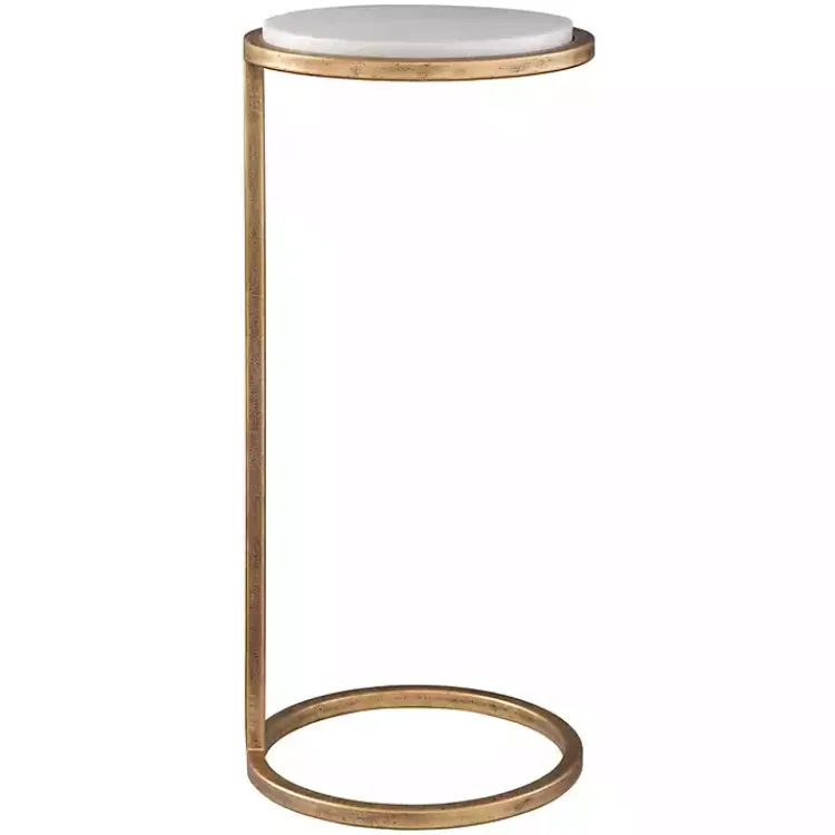 Kirklands Home Round Aged and Marble Accent Table Gold Hot