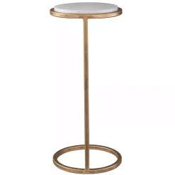 Kirklands Home Round Aged and Marble Accent Table Gold Hot
