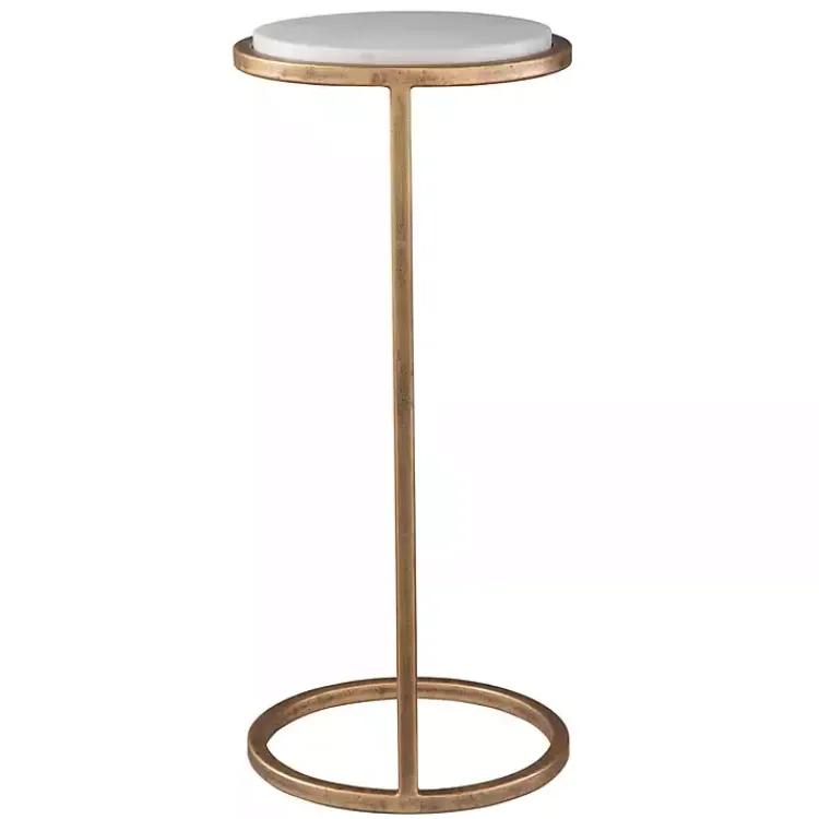 Kirklands Home Round Aged and Marble Accent Table Gold Hot
