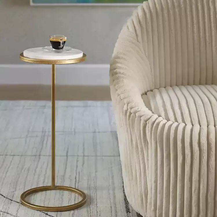 Kirklands Home Round Aged and Marble Accent Table Gold Hot