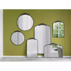 Kirklands Home Round Antique Floral Scroll Mirror, 39 in. Black Sale