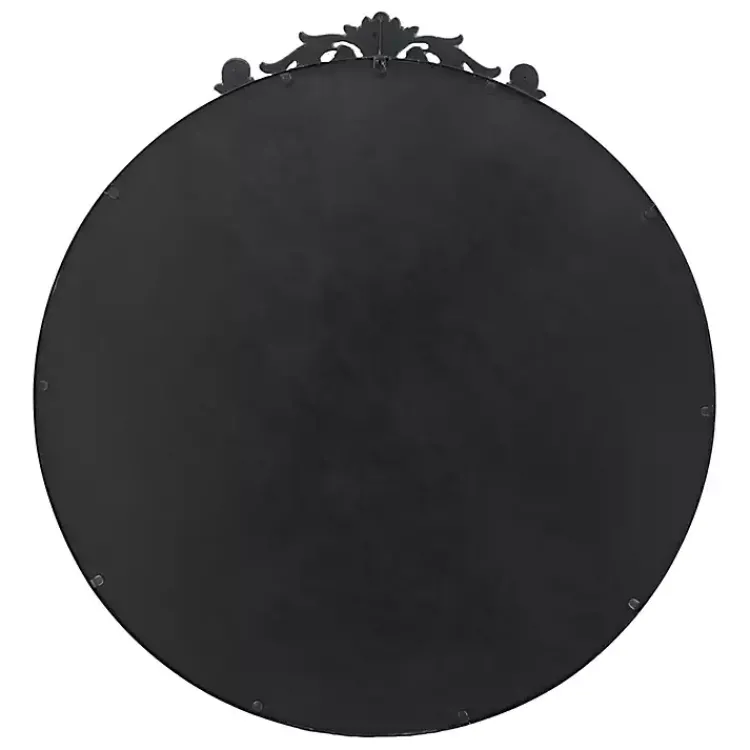Kirklands Home Round Antique Floral Scroll Mirror, 39 in. Black Sale