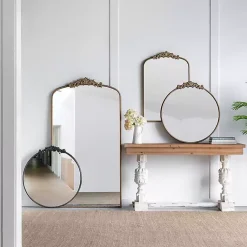 Kirklands Home Round Antique Floral Scroll Mirror, 39 in. Black Sale