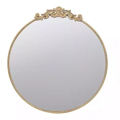Kirklands Home Round Antique Floral Scroll Mirror, 39 in. Gold Hot
