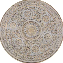 Kirklands Home Round Antique Etched Pedestal Accent Table Gray Discount