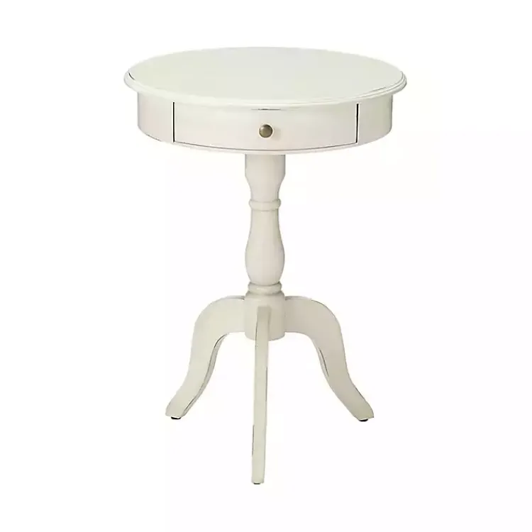 Kirklands Home Round Antique Pedestal Accent Table White Sale
