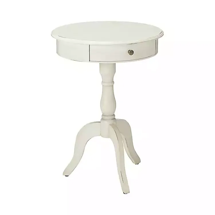 Kirklands Home Round Antique Pedestal Accent Table White Sale
