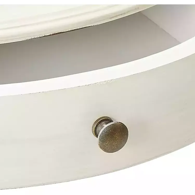 Kirklands Home Round Antique Pedestal Accent Table White Sale