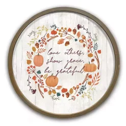 Fall>Kirklands Home Round Be Grateful Brown Framed Wall Plaque