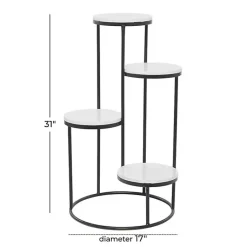 Kirklands Home Round Black and White Marble 4-Tier Plant Stand Outlet