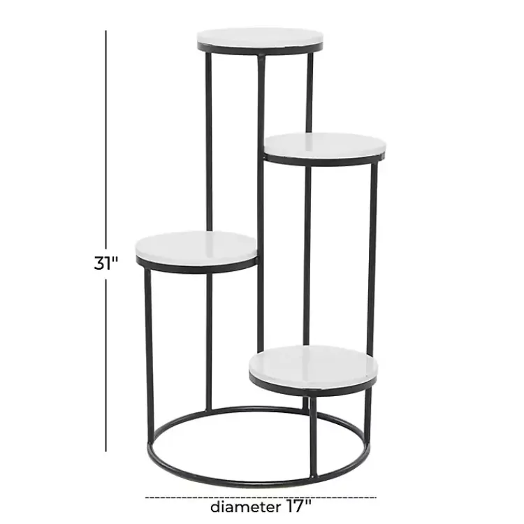 Kirklands Home Round Black and White Marble 4-Tier Plant Stand Outlet