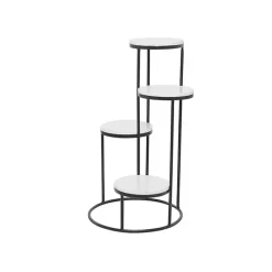 Kirklands Home Round Black and White Marble 4-Tier Plant Stand Outlet
