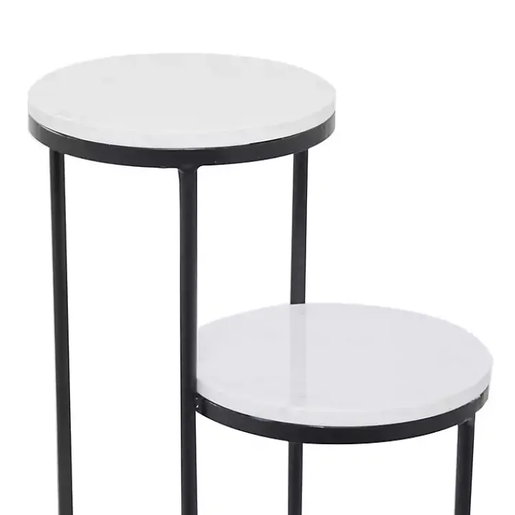 Kirklands Home Round Black and White Marble 4-Tier Plant Stand Outlet