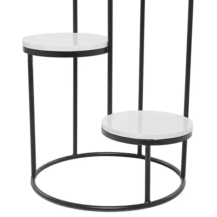 Kirklands Home Round Black and White Marble 4-Tier Plant Stand Outlet