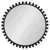 Kirklands Home Round Black Beaded Metal Wall Mirror