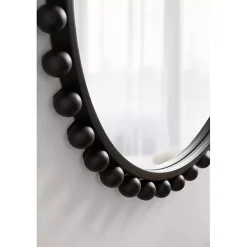 Kirklands Home Round Black Beaded Metal Wall Mirror