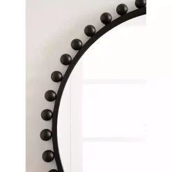 Kirklands Home Round Black Beaded Metal Wall Mirror