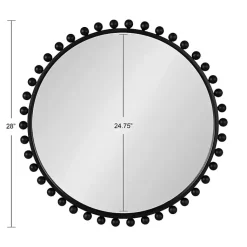 Kirklands Home Round Black Beaded Metal Wall Mirror