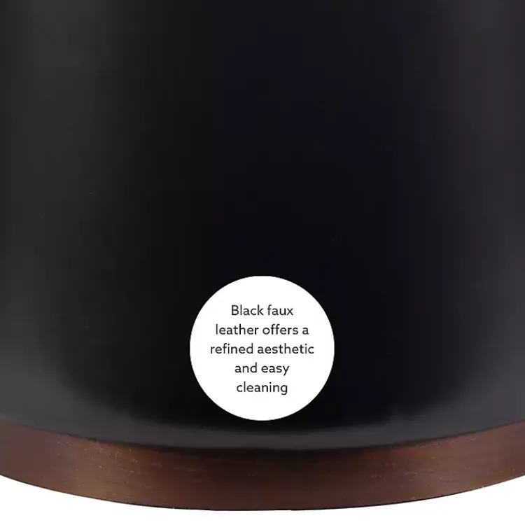 Kirklands Home Round Faux Leather Storage Ottoman Black Hot