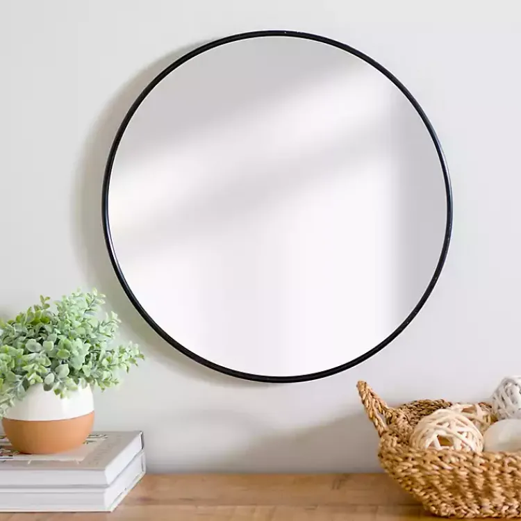 Kirklands Home Round Black Nouveau Linear Wall Mirror, 20 in. Online