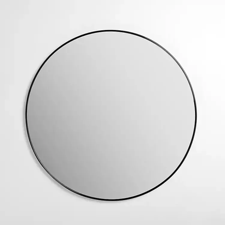 Kirklands Home Round Black Nouveau Linear Wall Mirror, 38 in. New