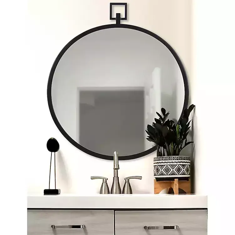 Kirklands Home Round Black Tabb Metal Wall Mirror Online