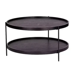 Kirklands Home Round Wood Farmhouse Coffee Table Black Hot