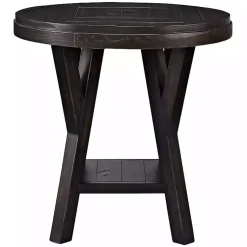 Kirklands Home Round Wood Flared Base Side Table Black