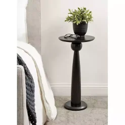 Kirklands Home Round Wood Jess Accent Table Black Best