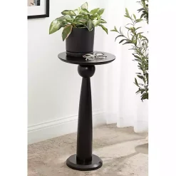 Kirklands Home Round Wood Jess Accent Table Black Best