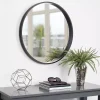 Kirklands Home Round Black Wood Travis Accent Mirror Clearance