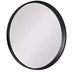 Kirklands Home Round Black Wood Travis Accent Mirror Clearance