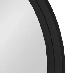 Kirklands Home Round Black Wood Travis Accent Mirror Clearance