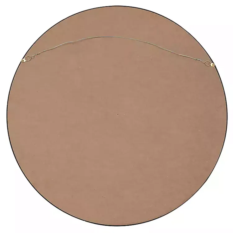 Kirklands Home Round Black Wood Travis Accent Mirror Clearance