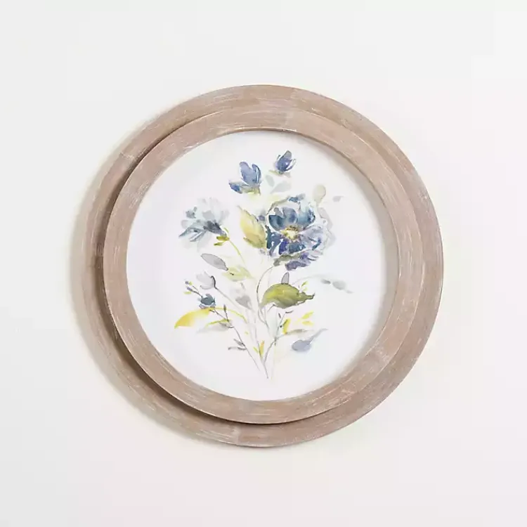 Kirklands Home Round Blue Florals I Framed Art Print Discount
