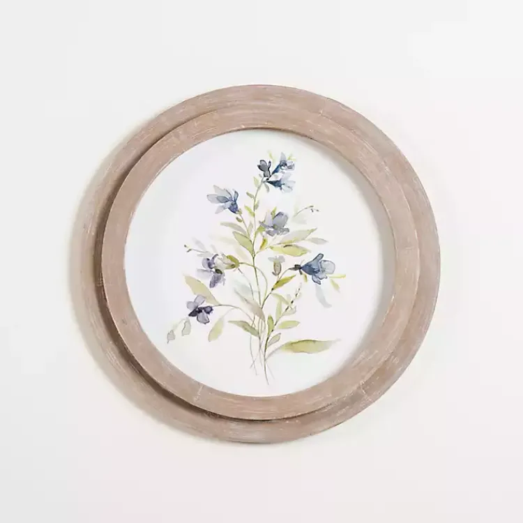 Kirklands Home Round Blue Florals II Framed Art Print