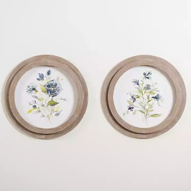 Kirklands Home Round Blue Florals II Framed Art Print