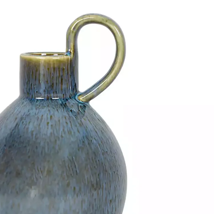 Vases>Kirklands Home Round Oversized Handle Jug Vase Blue
