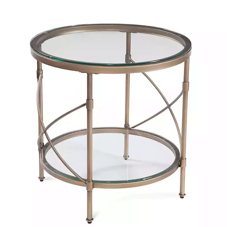 Kirklands Home Round Bronze Metal and Glass Accent Table Gold Online