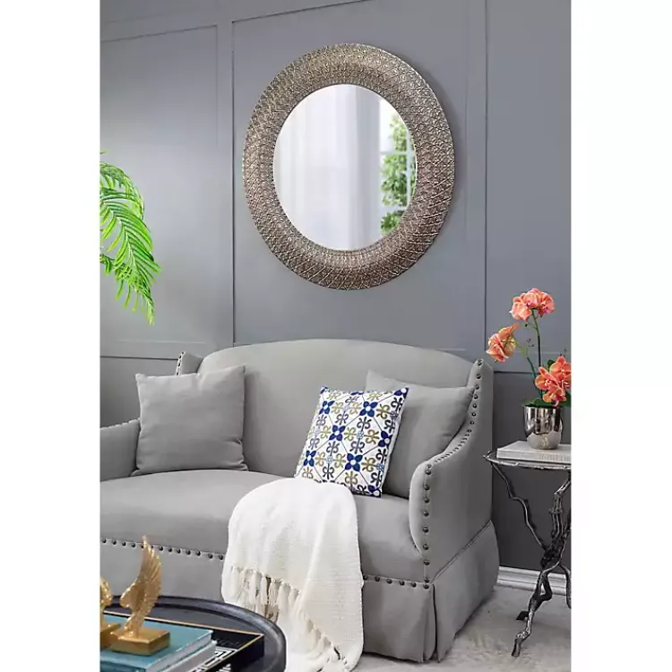 Kirklands Home Round Bronze Woven Texture Wall Mirror Best
