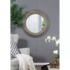 Kirklands Home Round Bronze Woven Texture Wall Mirror Best