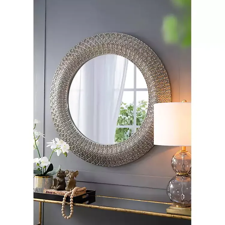 Kirklands Home Round Bronze Woven Texture Wall Mirror Best