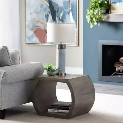 Kirklands Home Round Open Side Table Brown Hot