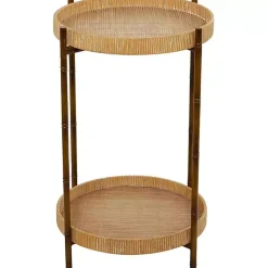 Kirklands Home Round Rattan 2-Tier Side Table Brown Online