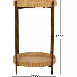 Kirklands Home Round Rattan 2-Tier Side Table Brown Online