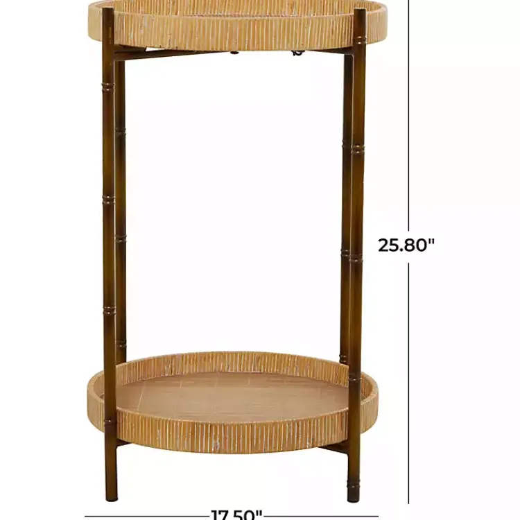 Kirklands Home Round Rattan 2-Tier Side Table Brown Online