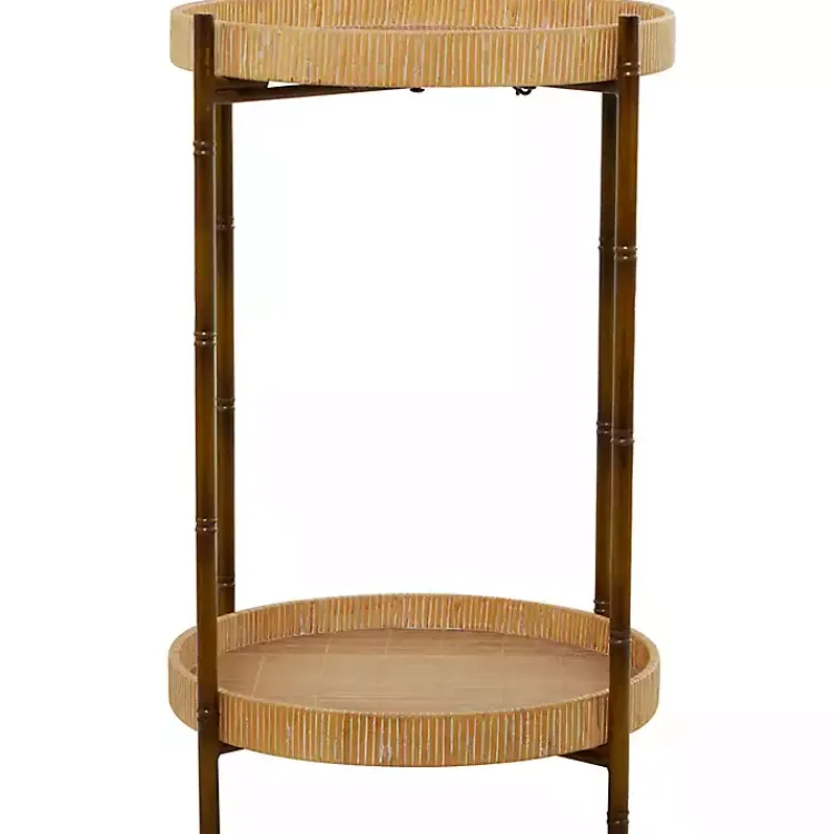 Kirklands Home Round Rattan 2-Tier Side Table Brown Online