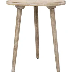 Kirklands Home Round Brushed White Engraved Accent Table Hot