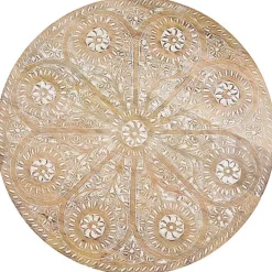 Kirklands Home Round Brushed White Engraved Accent Table Hot